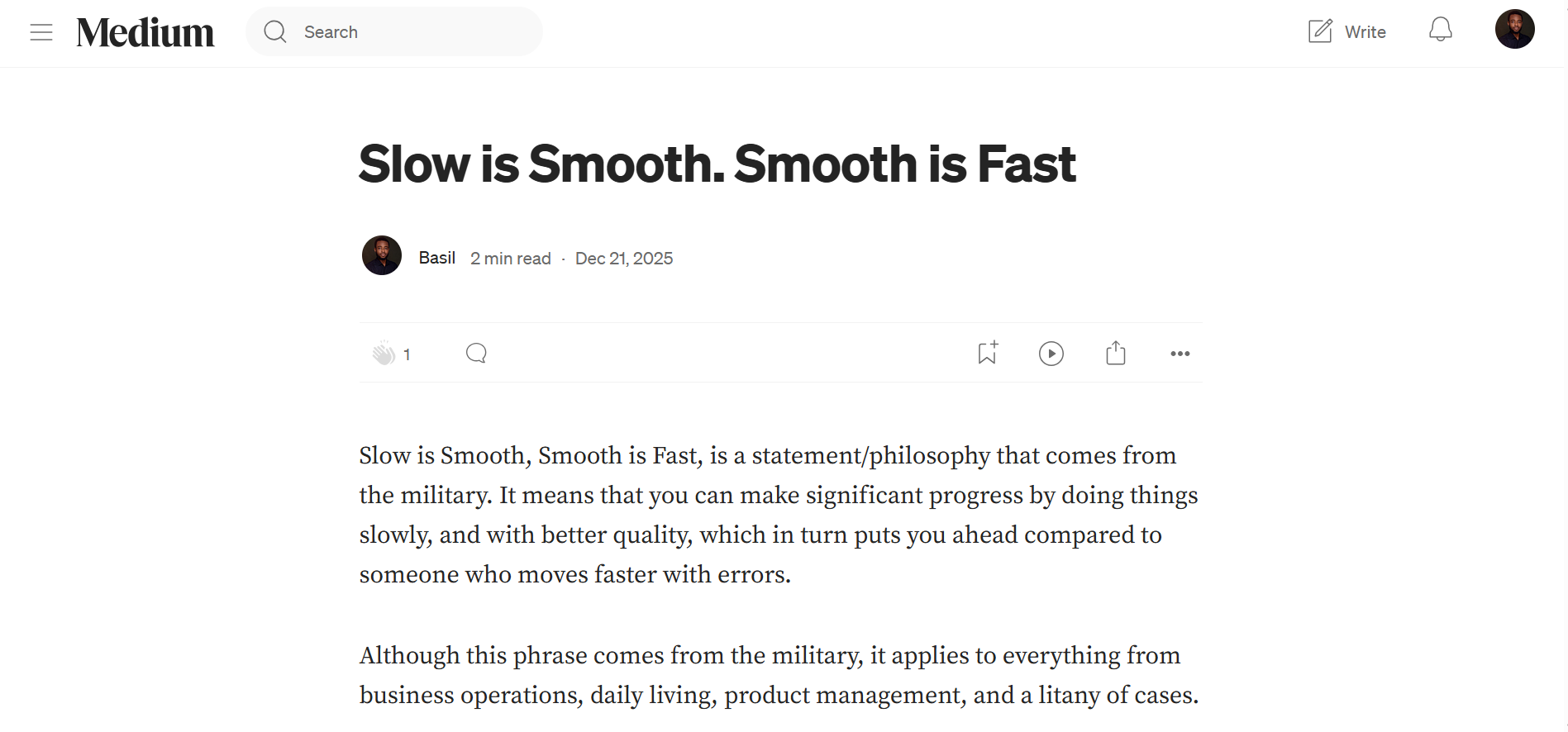 Operations Article I