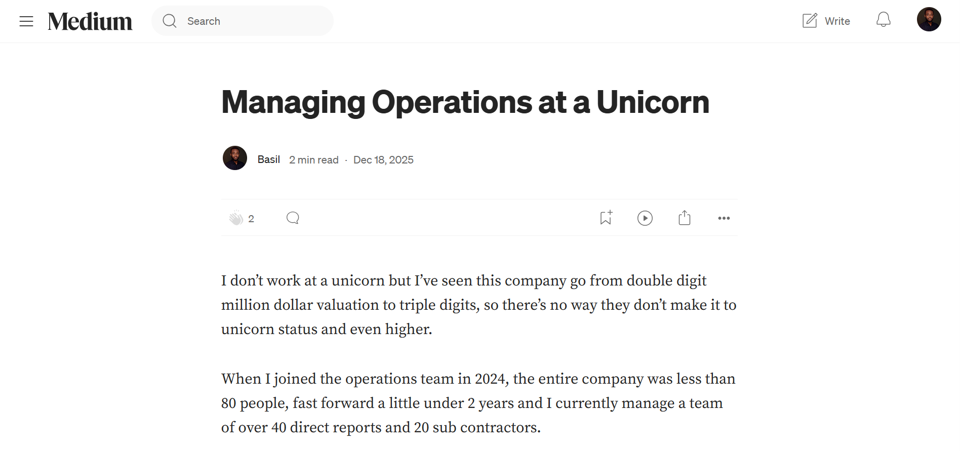 Operations Article II